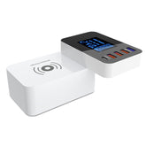CDA33QW 40W QC 3.0 USB Ports + 3 USB Ports + USB-C / Type-C Ports + Wireless Charging Multi-function Foldable Charger with LED Display, UK Plug